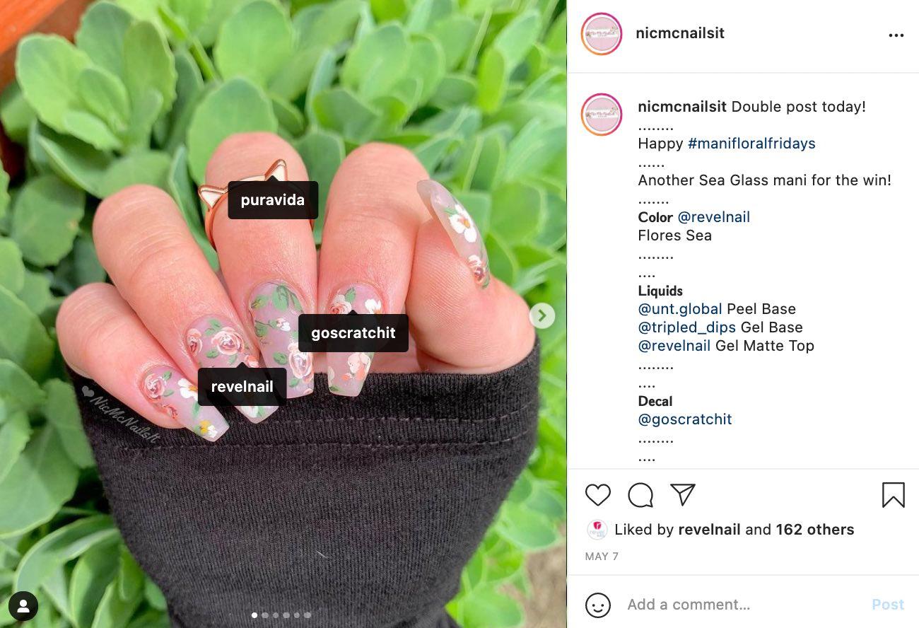 instagram post of nail art on hand