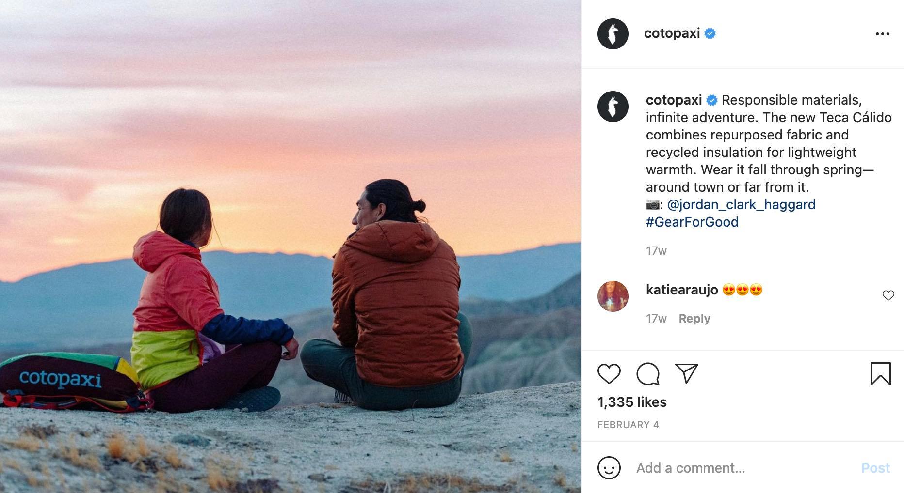 cotopaxi instagram post example