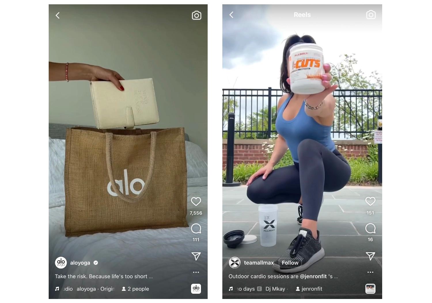 Alo Yoga and Team Allmax influencer marketing examples