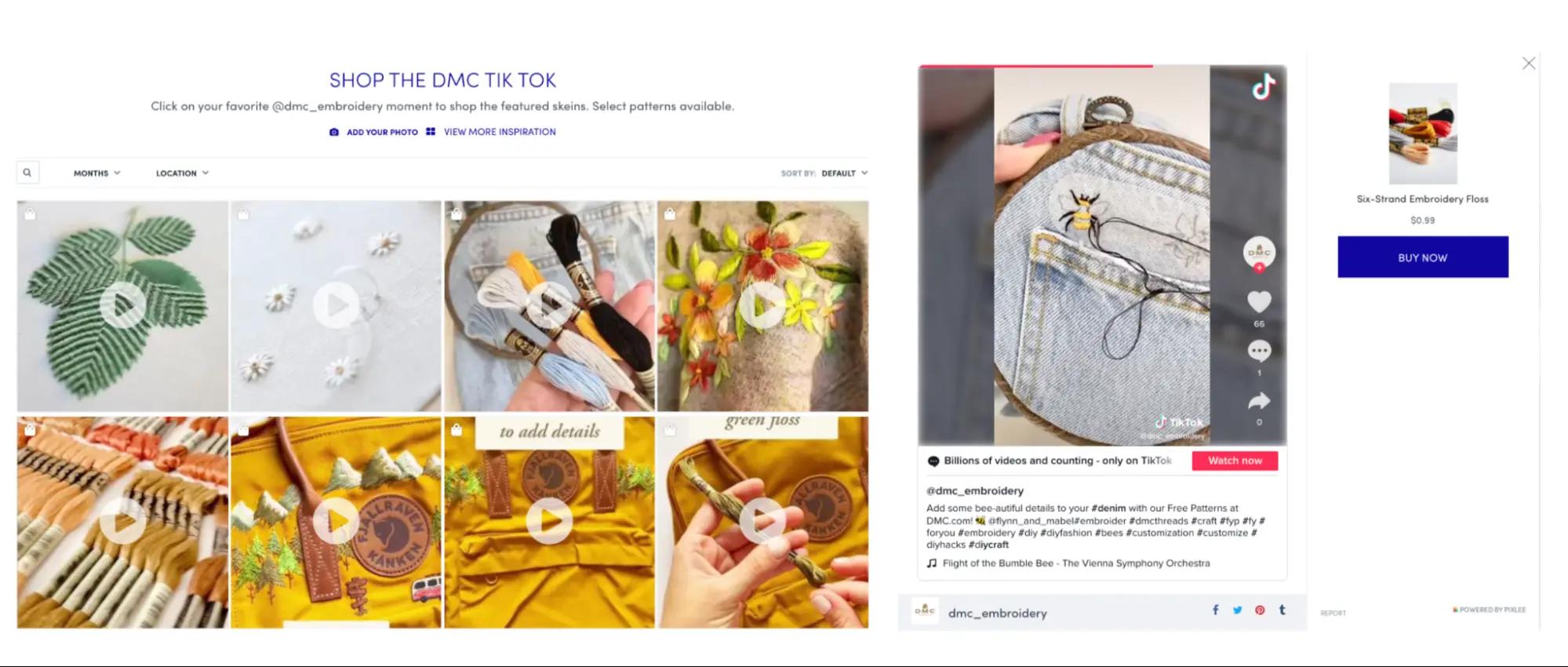 DMC shoppable TikTok gallery 